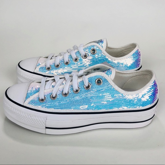 Converse Ctas Sequin Silver Platform Low Top - Picture 3 of 8